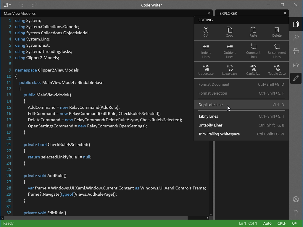 編集機能も充実。“ストア”から入手できるコードエディターとしては高機能だ