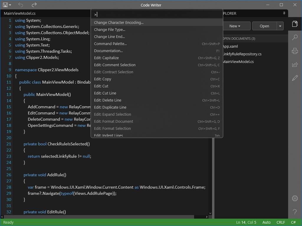 “コマンドパレット”