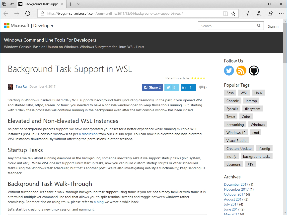 公式ブログ“Windows Command Line Tools For Developers”