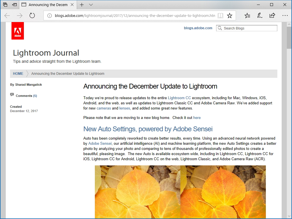 公式ブログのアナウンス