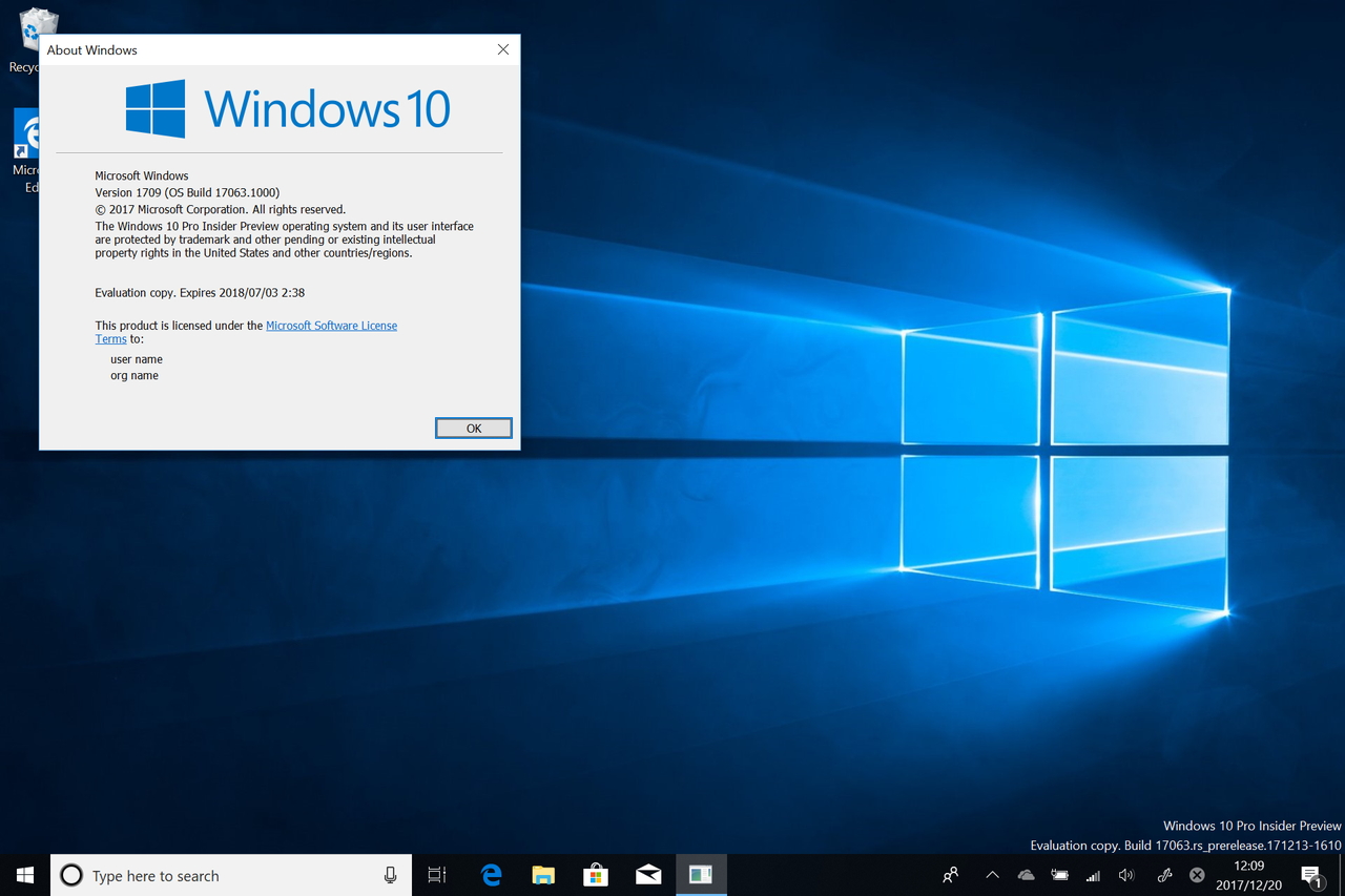PC版「Windows 10 Insider Preview」Build 17063