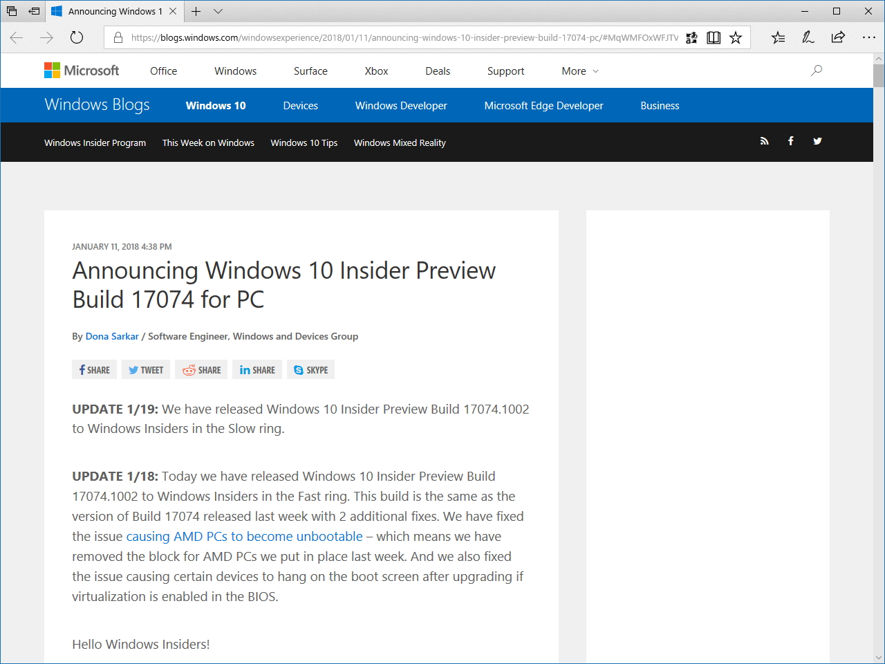 公式ブログ“Windows Experience Blog”