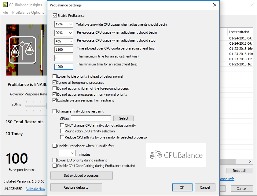 設定ダイアログ