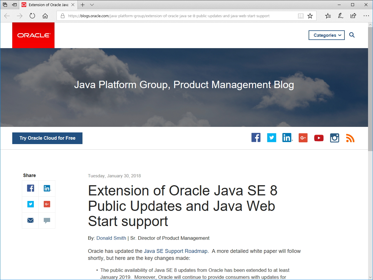 公式ブログ“Oracle Java Platform Group, Product Management Blog”