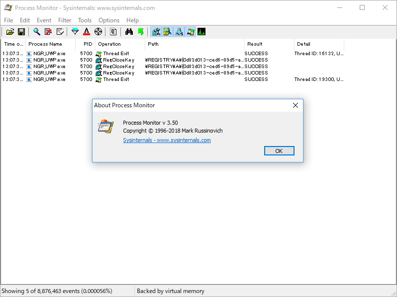 「Process Monitor」v3.5