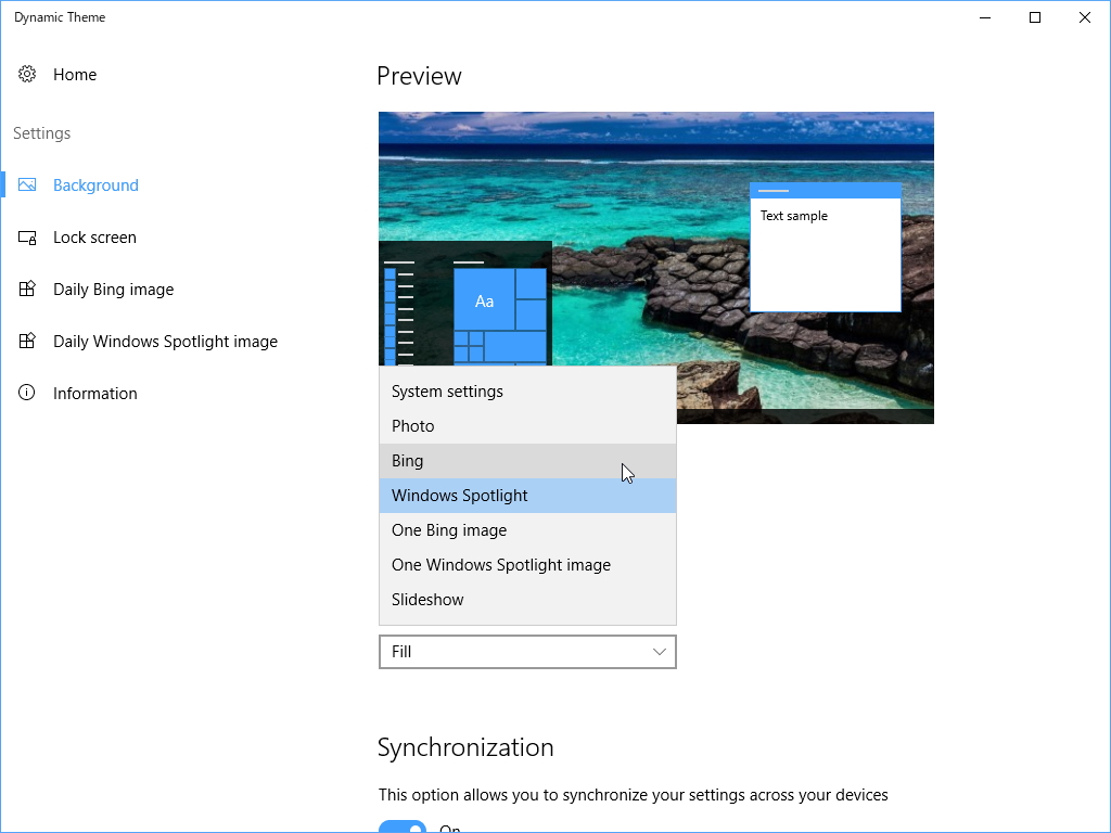 プルダウンメニューで壁紙へ表示する項目を選択