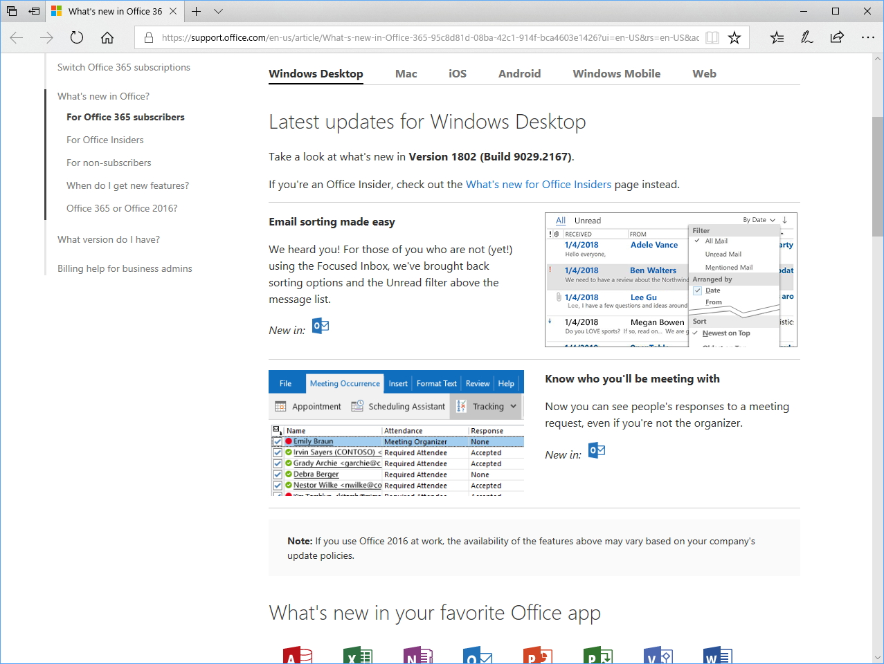 Windows デスクトップ向け「Microsoft Office」の2018年2月更新