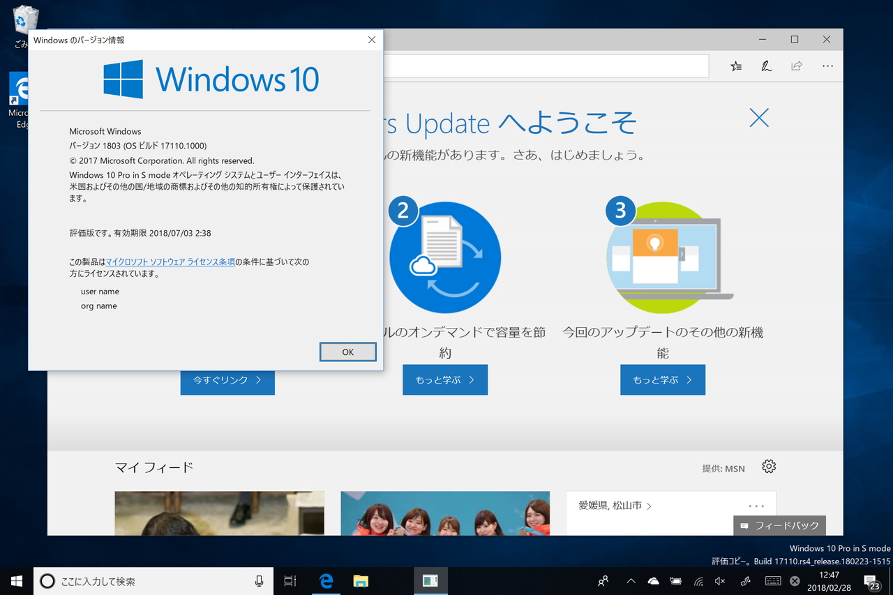 PC版「Windows 10 Insider Preview」Build 17110