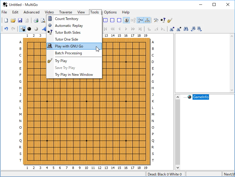 「GNU Go」との対戦機能