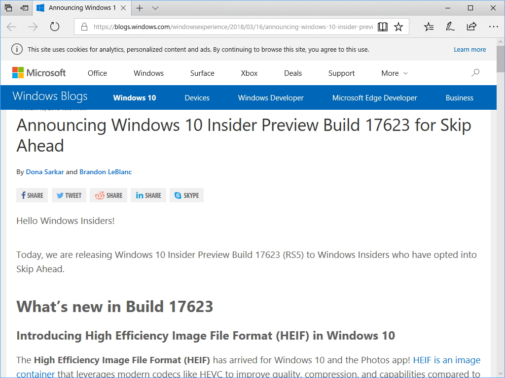 公式ブログ“Windows Experience Blog”