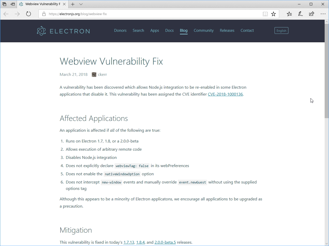 公式ブログ“Electron Blog”