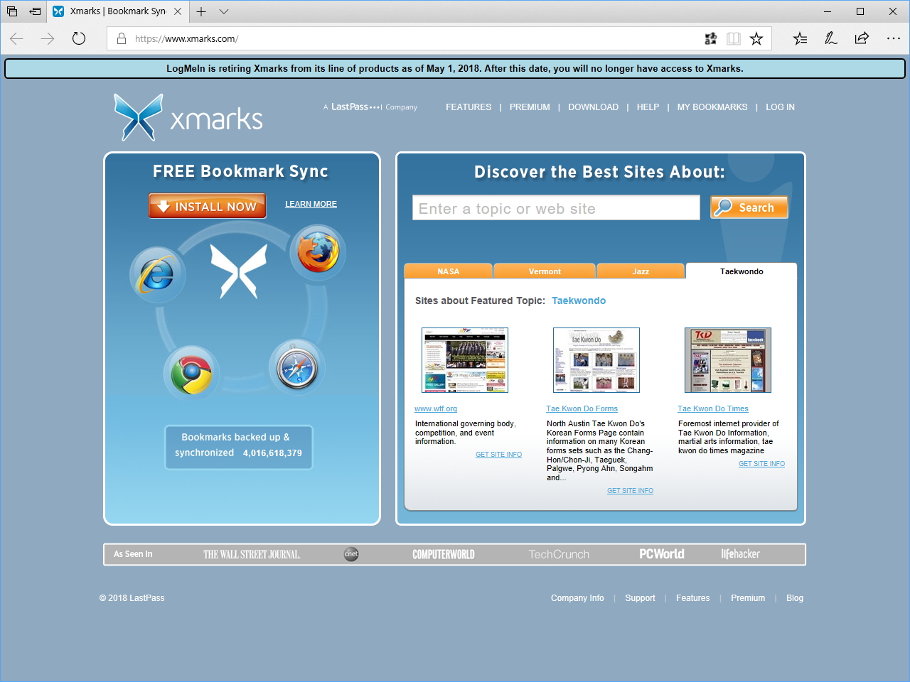 “Xmarks”のWebサイト