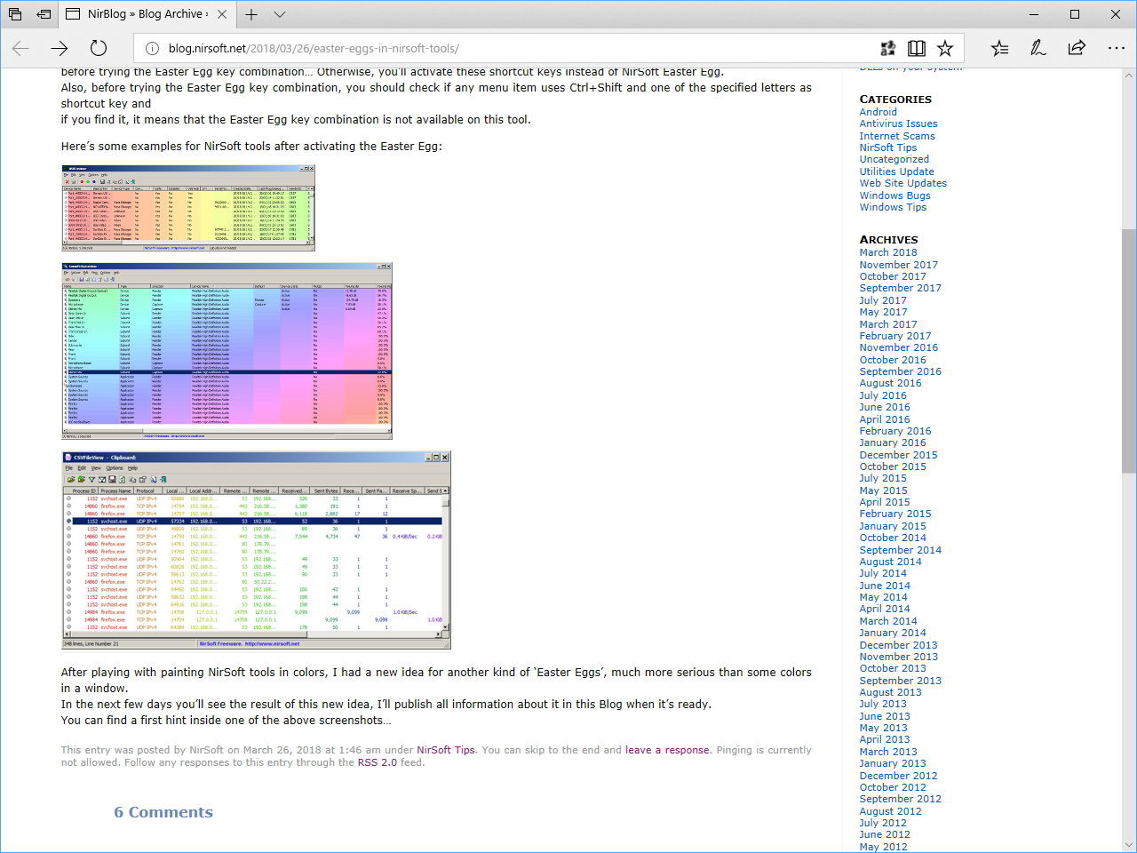 同氏のブログで紹介されているヒント。縮小表示されたスクリーンショットだけでどの“NirSoft”ツールかわかるなら、かなりのマニアかもしれません