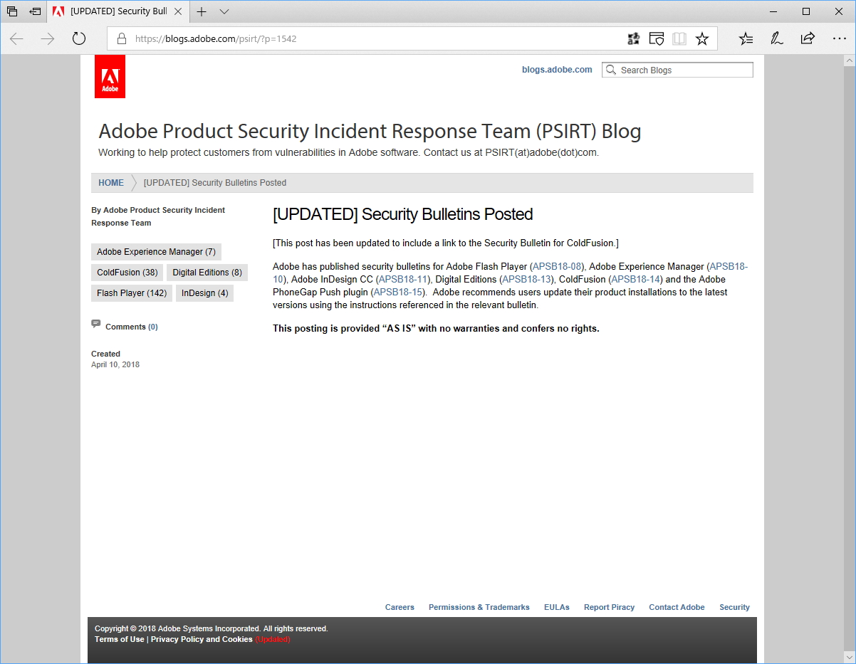 公式ブログのアナウンス