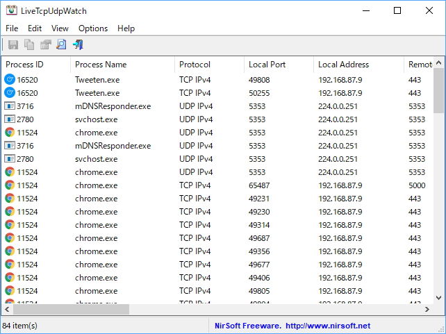 「LiveTcpUdpWatch」v1.00