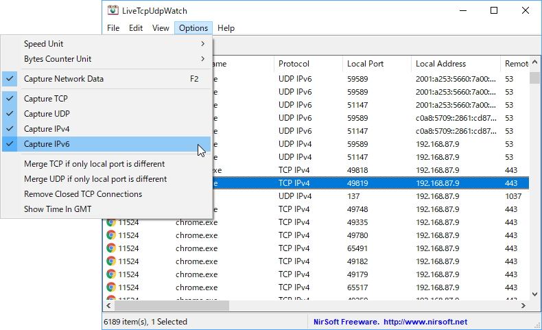［Options］メニュー