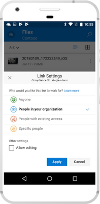 “OneDrive”と“SharePoint”で先行導入されている新しい共有インターフェイスがiOS/Android版「OneDrive」アプリでも利用できるように