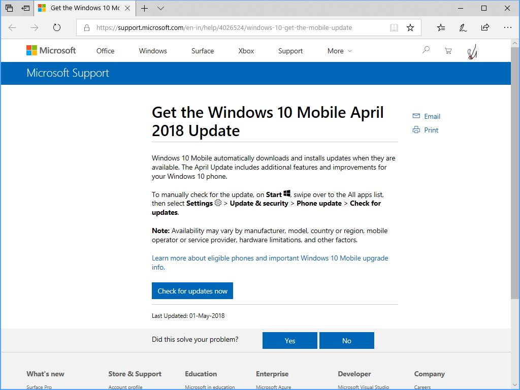 同社のサポートページ