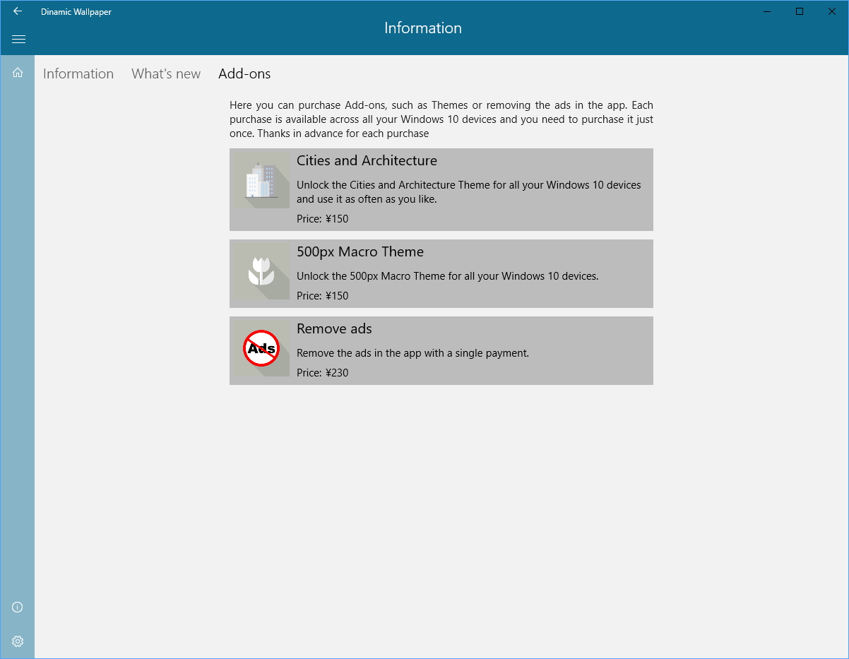 一部のテーマは有料（150円）。広告の除去も230円で行える