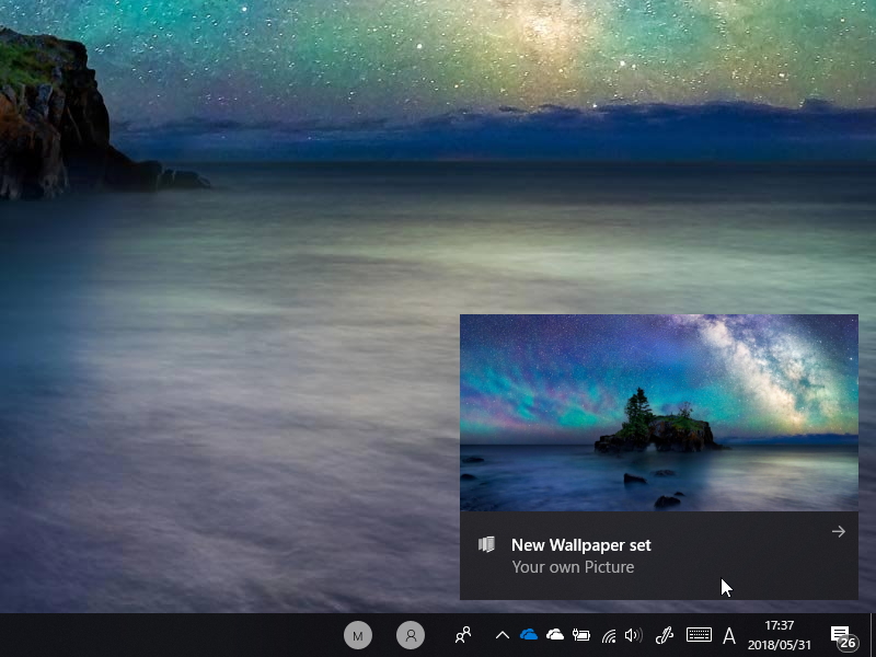 デスクトップの壁紙やロック画面の背景画像を定期的に差し替えてくれる