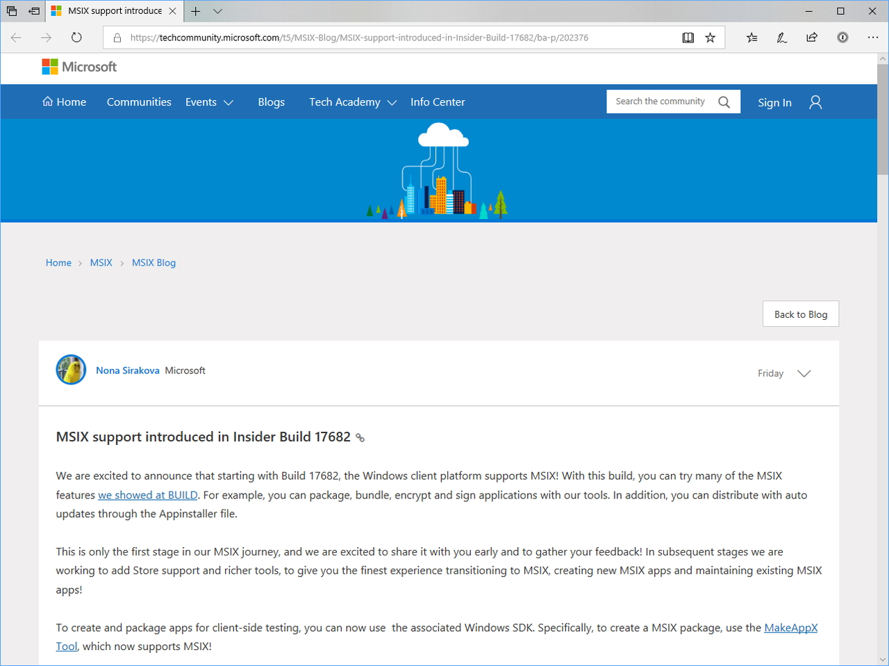 “Microsoft Tech Community”のリリース記事