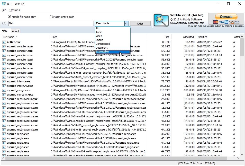 ユーザー定義フィルターは検索ボックス右隣のプルダウンメニューから簡単に適用できる