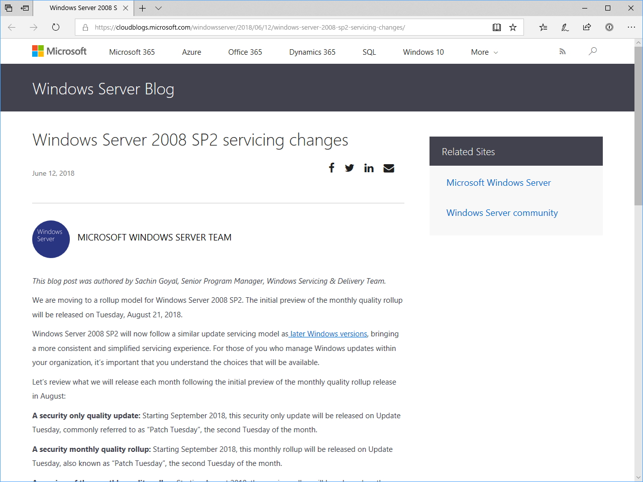 公式ブログ“Windows Server Blog”