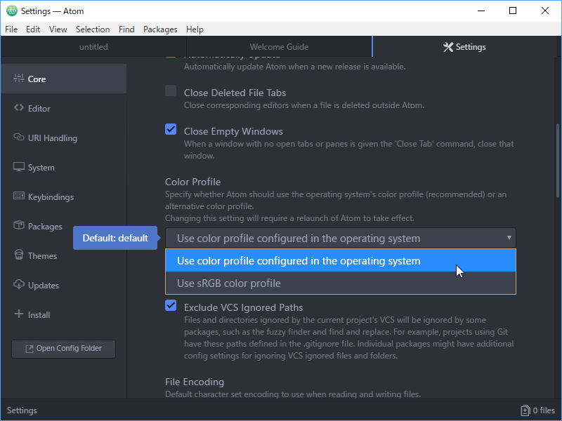 ［File］－［Settings］画面