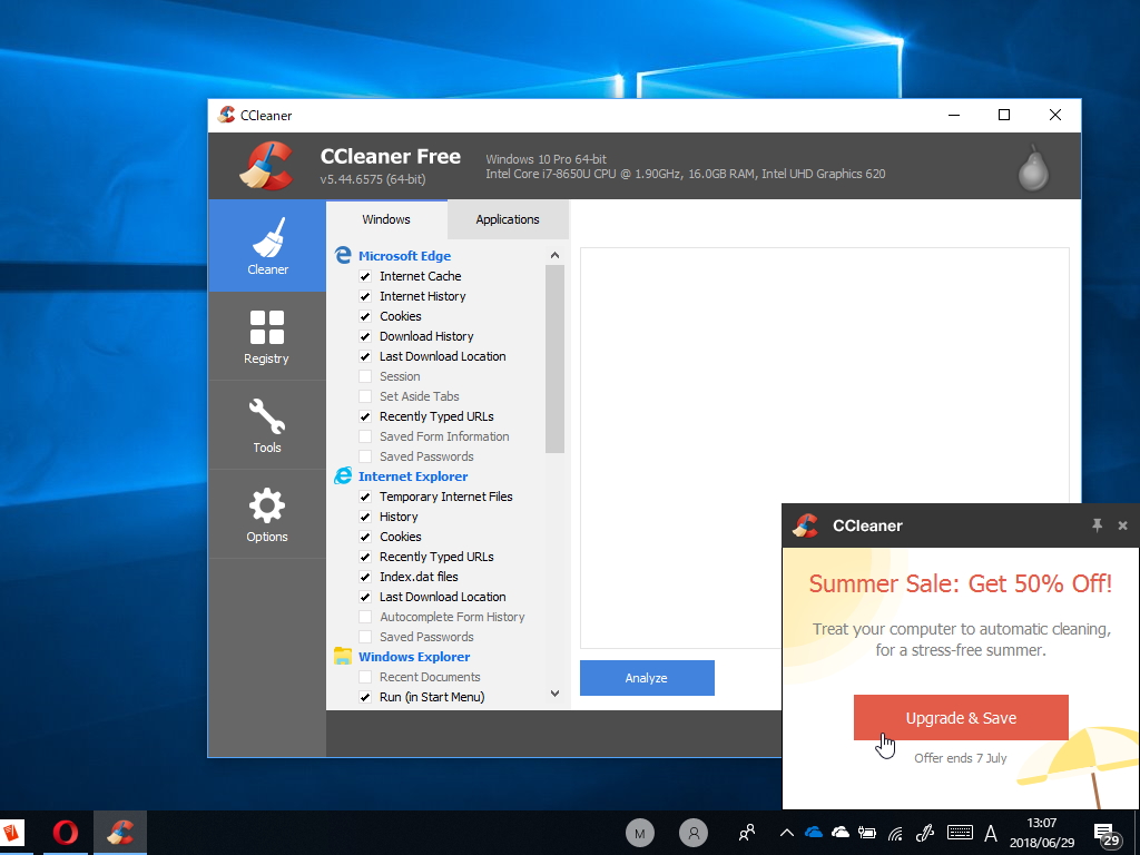 「CCleaner」v5.44.6575