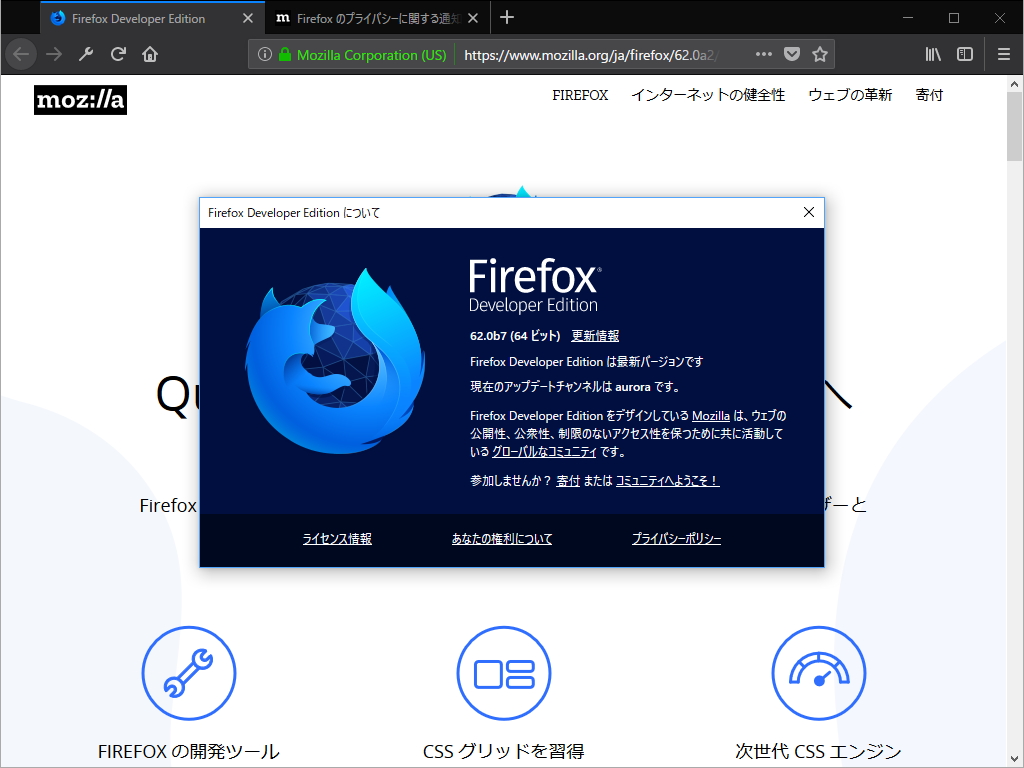 開発者向けの「Firefox Developer Edition」