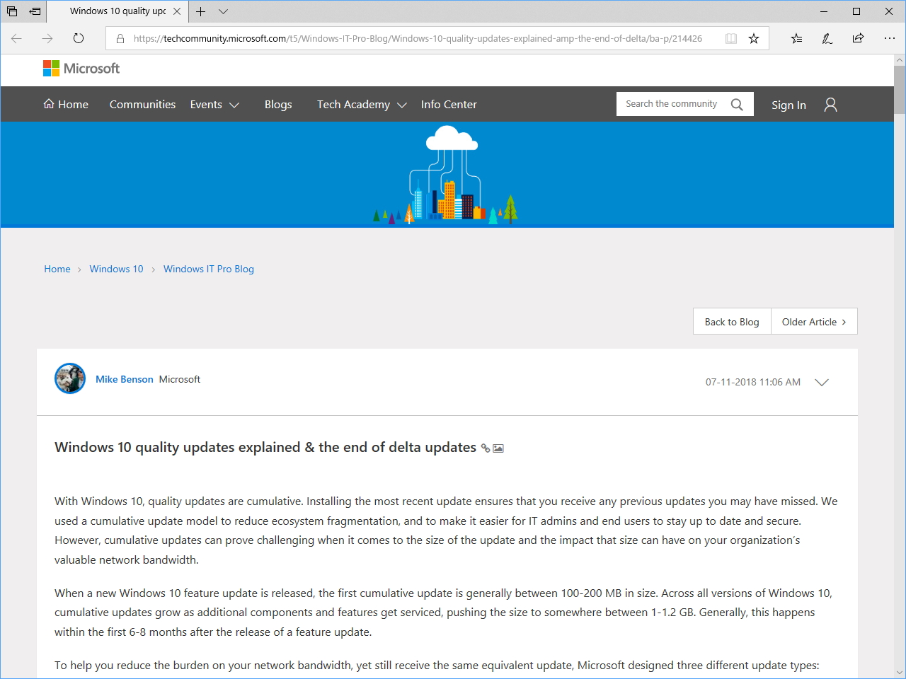 Microsoft、「Windows 10」のデルタアップデートを終了へ