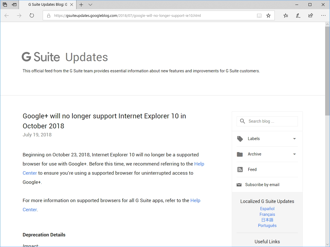 公式ブログ“G Suite Updates Blog”