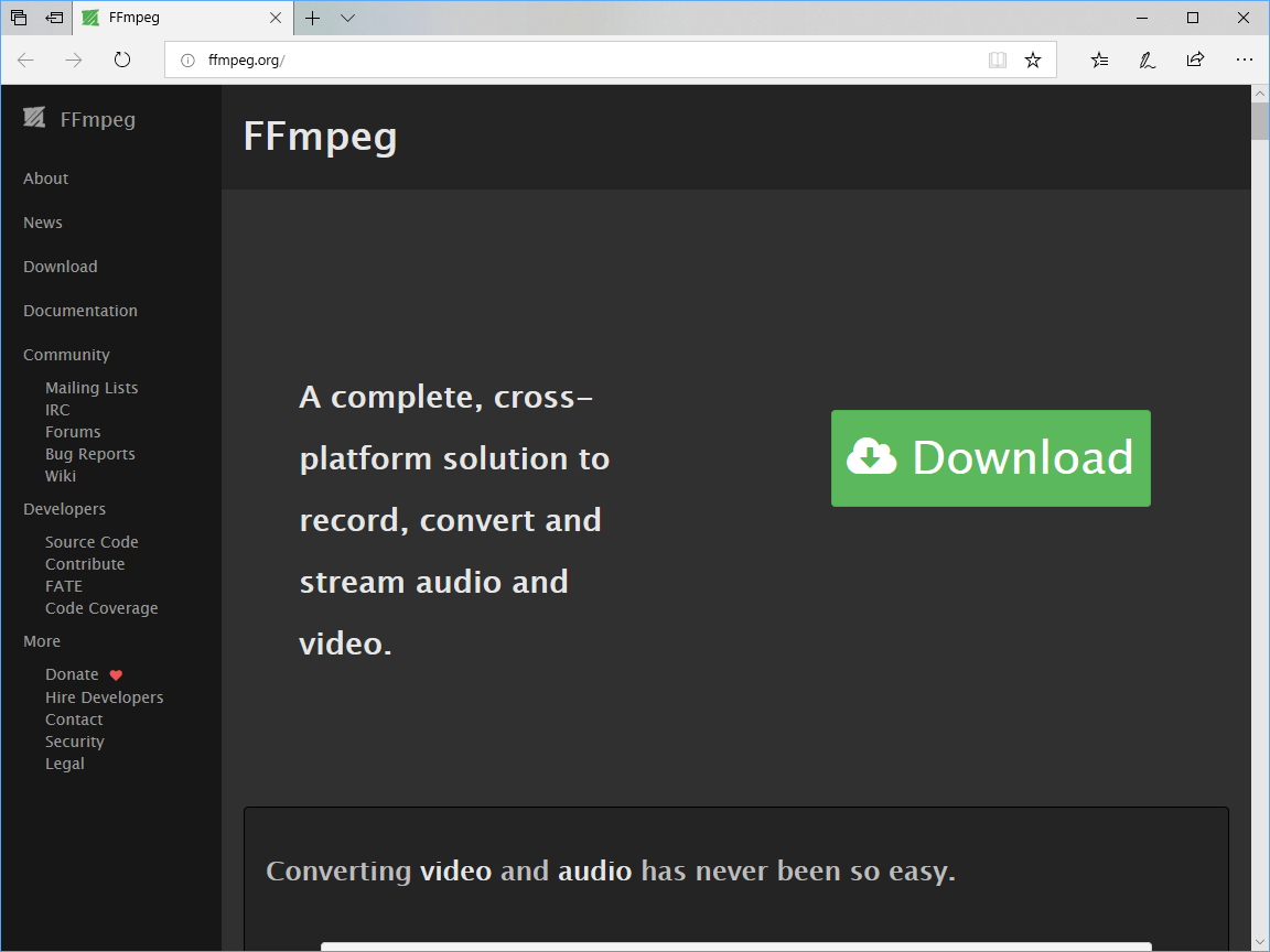 「FFmpeg」の公式サイト
