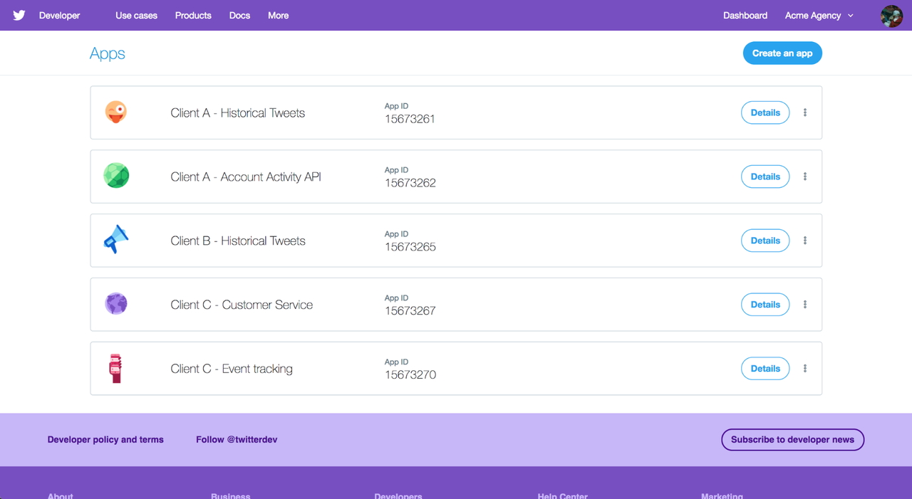 新しいアプリ管理ポータル“developer.twitter.com”