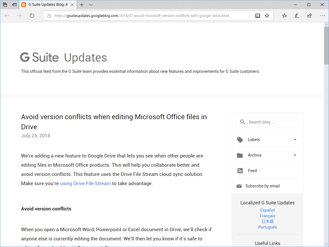 公式ブログ“G Suite Updates Blog”
