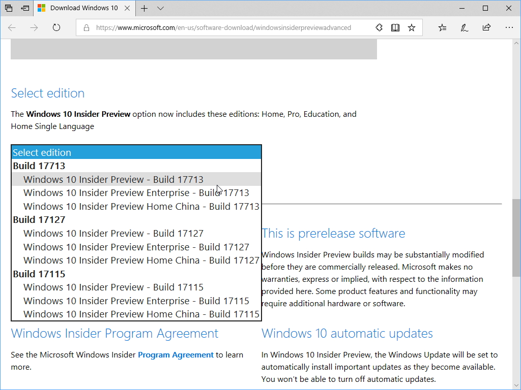 PC版「Windows 10 Insider Preview」Build 17713（RS5）のISOイメージファイル