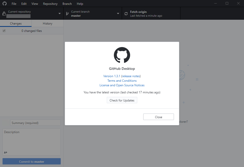 「GitHub Desktop」v1.3.1