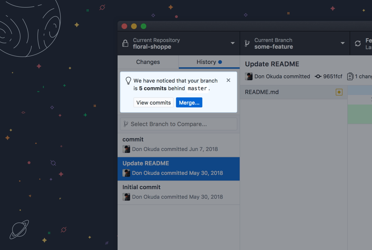 マスターブランチの更新をデスクトップへ通知