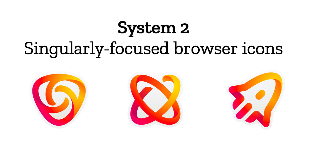 “Singularly-focused browser icons”