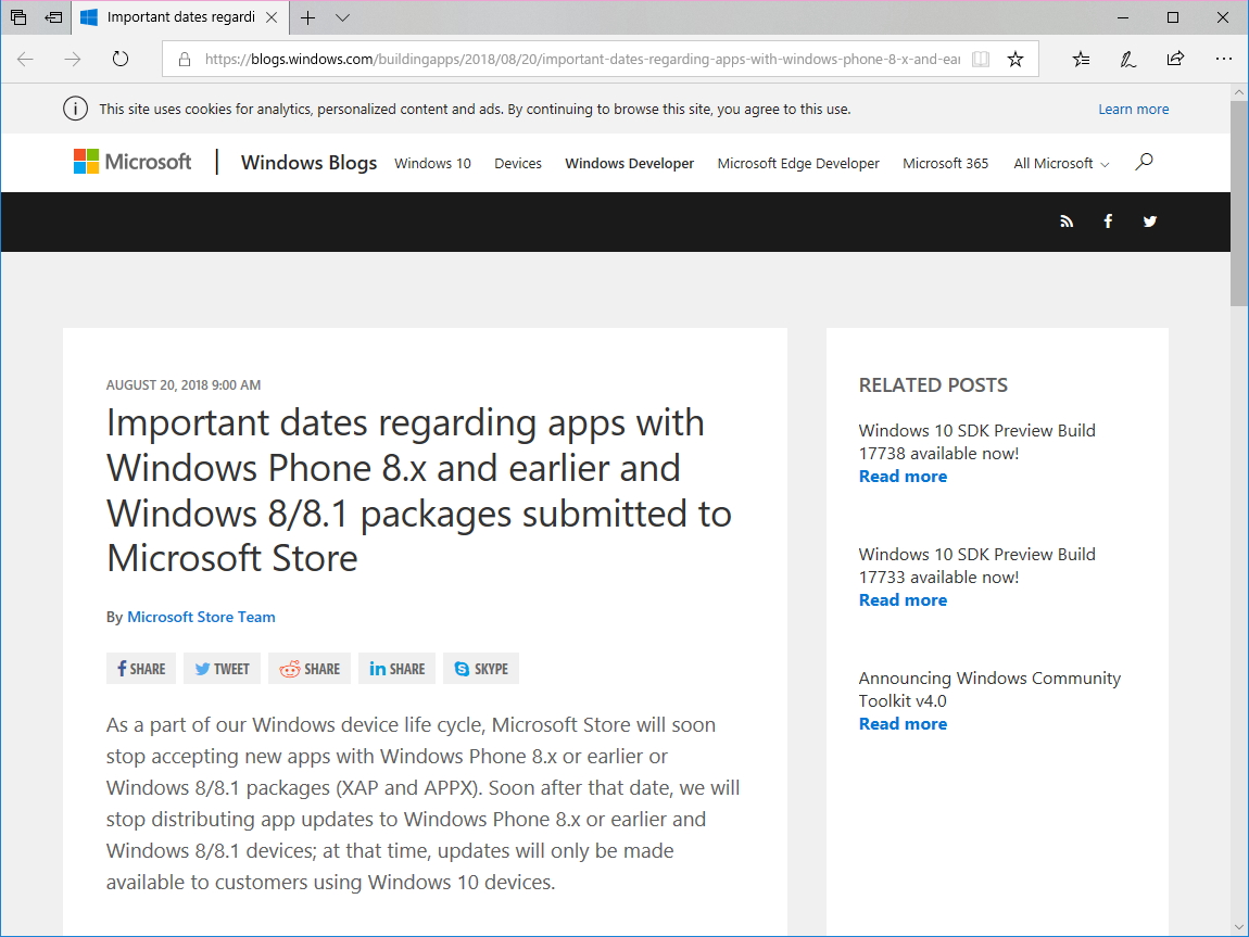 公式ブログ“Windows Developer Blog”