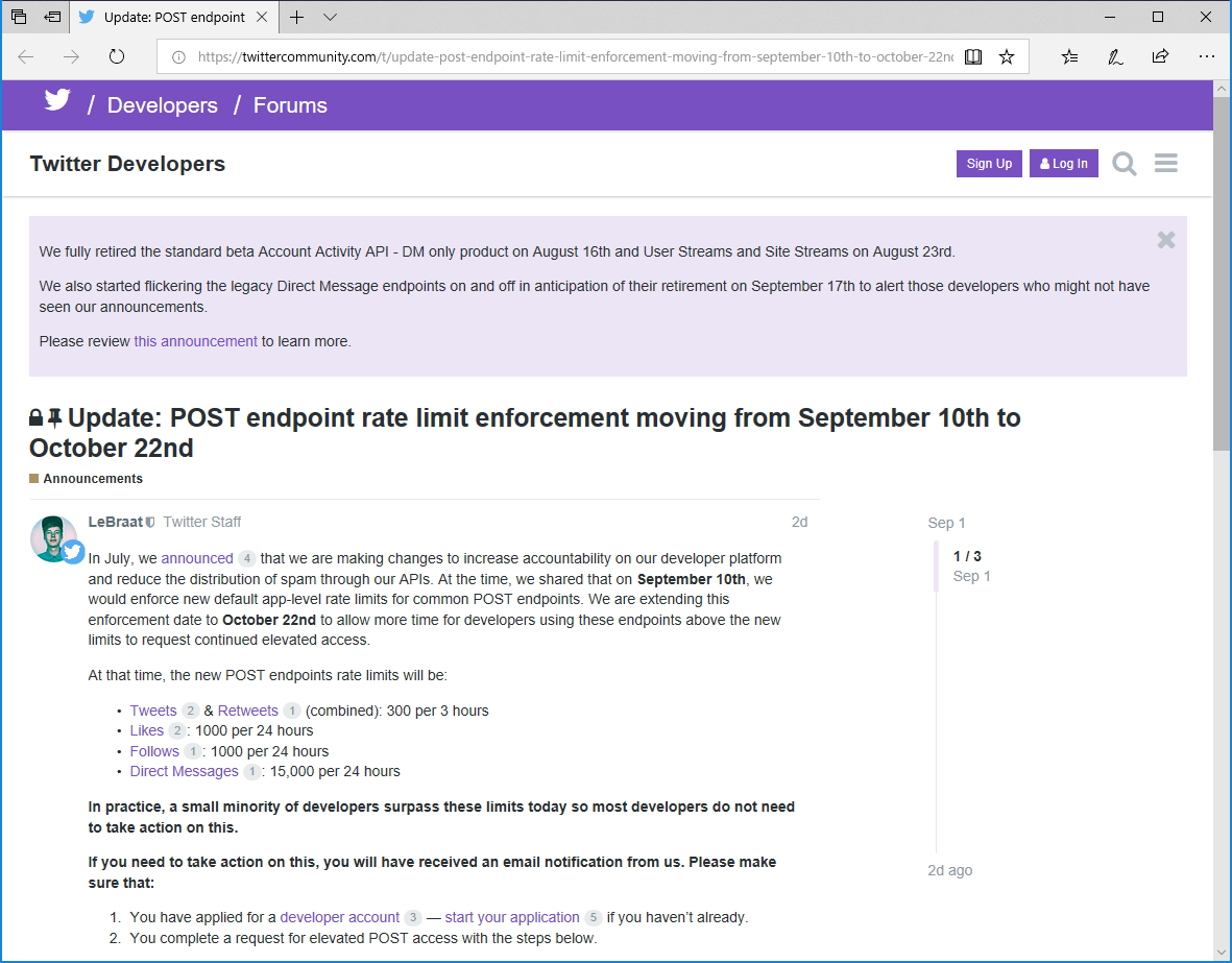 公式コミュニティサイト“Twitter Developers”
