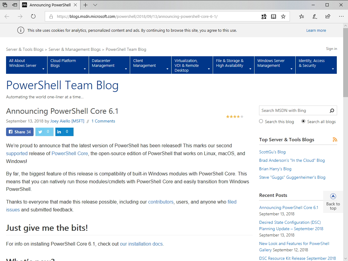 公式ブログ“PowerShell Team Blog”