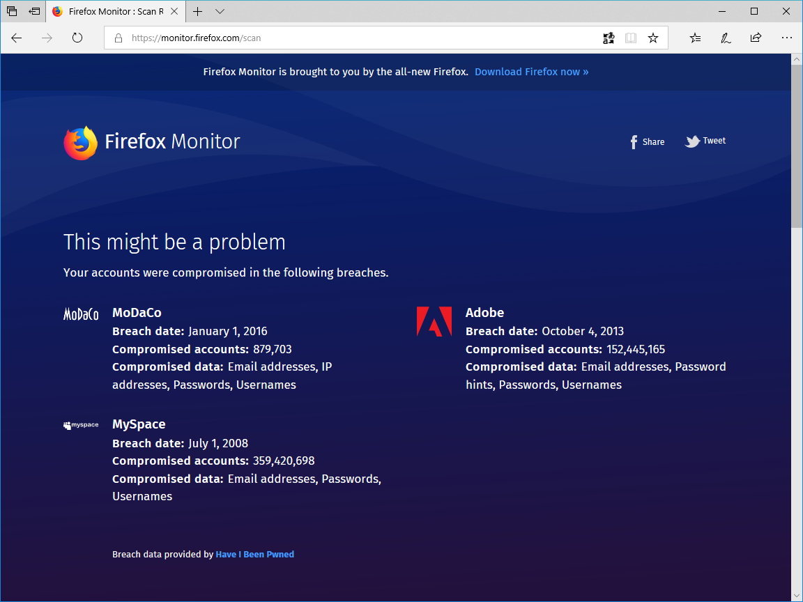 流出情報のデータベースにメールアドレスがヒットすると、どの企業からいつ、どのようなデータが、どれだけ漏洩したかどうかがまとめられたレポートが出力される