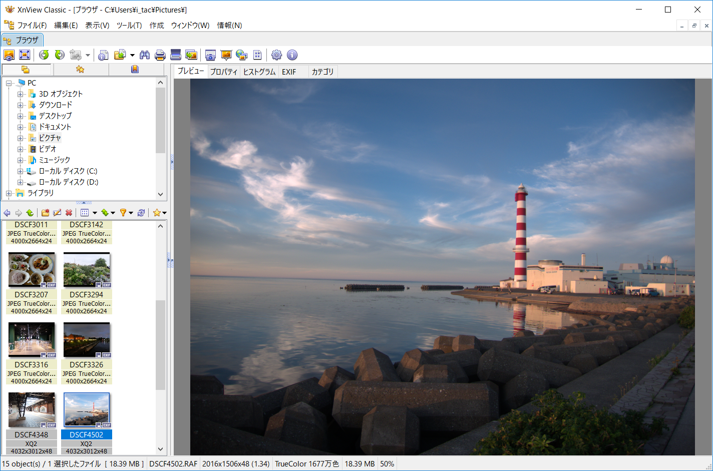 PSD/EPS/RAWなどの画像ファイルの内容も確認できる