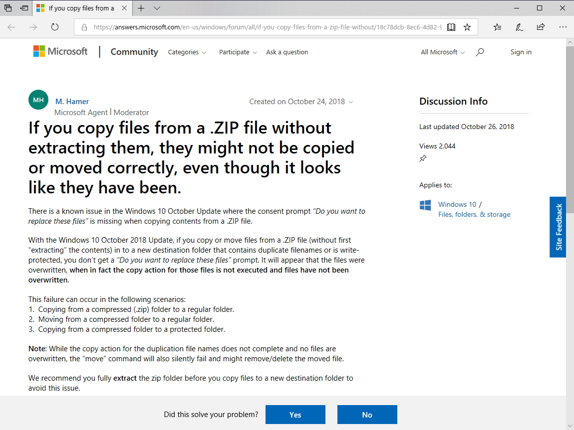 公式コミュニティ“Microsoft Community”での告知