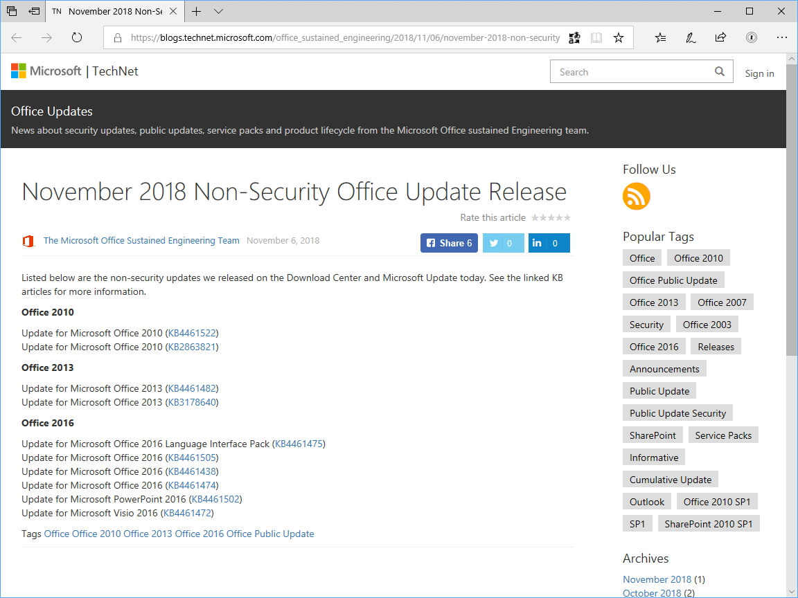 Microsoft、「Microsoft Office」の非セキュリティ更新プログラムをリリース