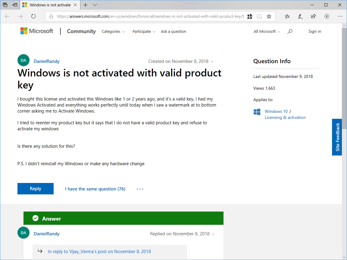 公式コミュニティサイト“Microsoft Community”でのアナウンス