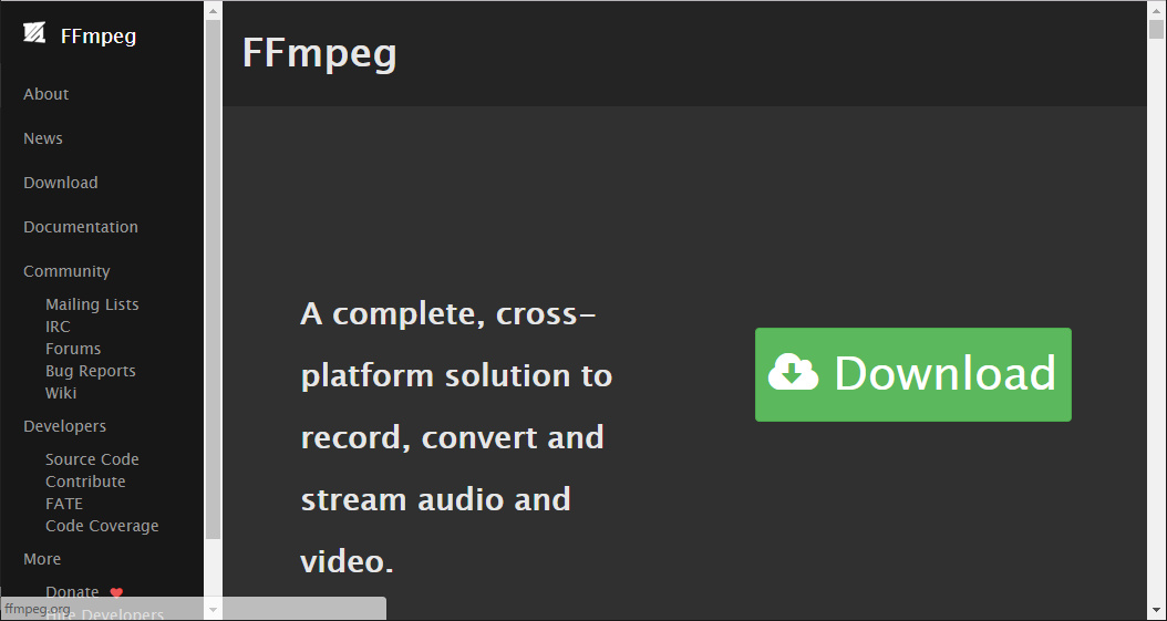 「FFmpeg」の公式サイト