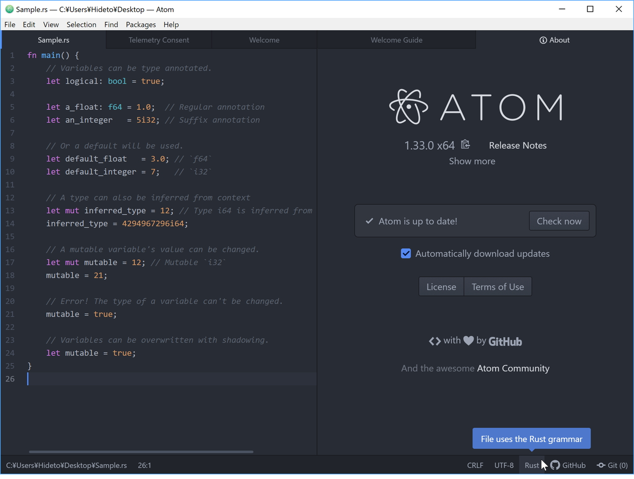 「Atom」v1.33