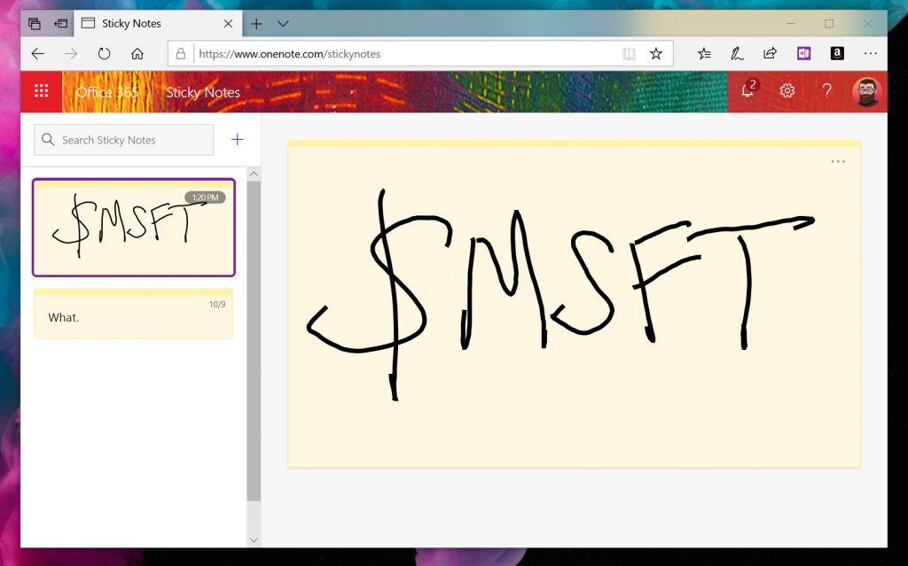 オンライン版の「OneNote」で「Sticky Notes」のメモを閲覧できるように